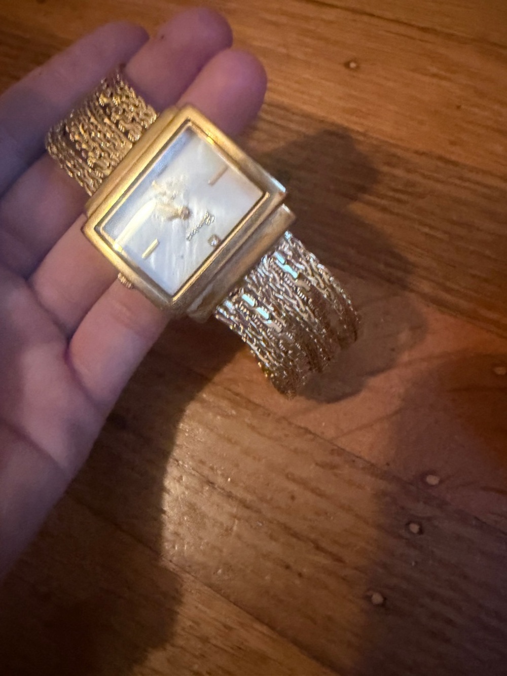 Geneva Platinum Vintage Gold-Tone Mesh Cuff Watch